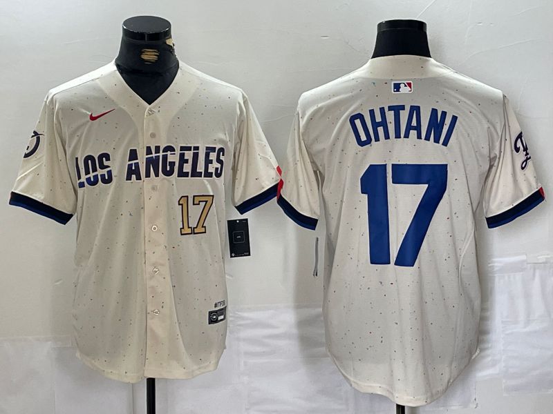 Men Los Angeles Dodgers #17 Ohtani Cream Fashion Nike Game MLB Jersey style 70